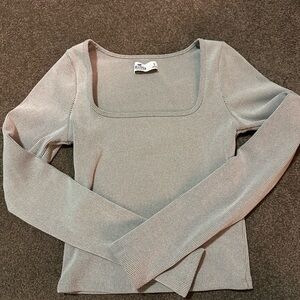 Hollister Gray Long Sleeve Ribbed Top
